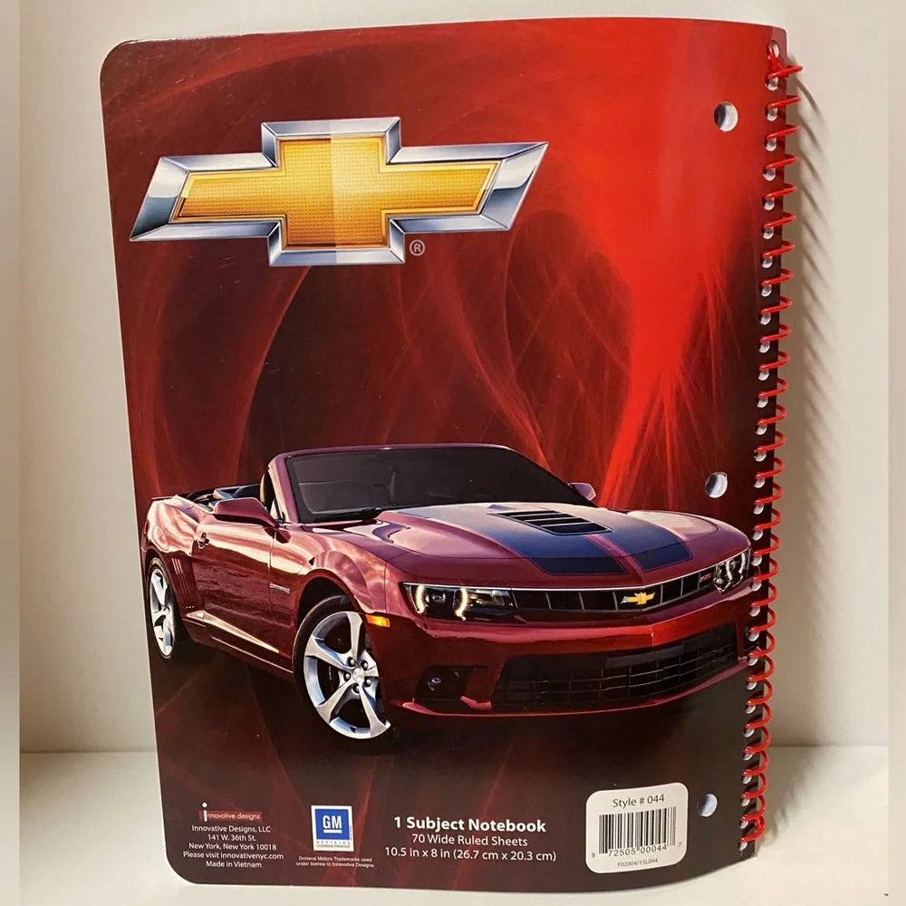 Camaro Notebook Bundle of 4 Red & Blue Spiral General Motors School Supplies GM